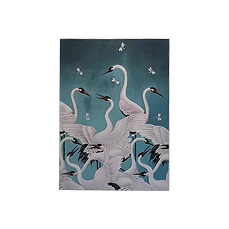 AH054 - Luxury Art Crane Art Hand-Painted Oil Painting Extra-Large Detailed Realistic 