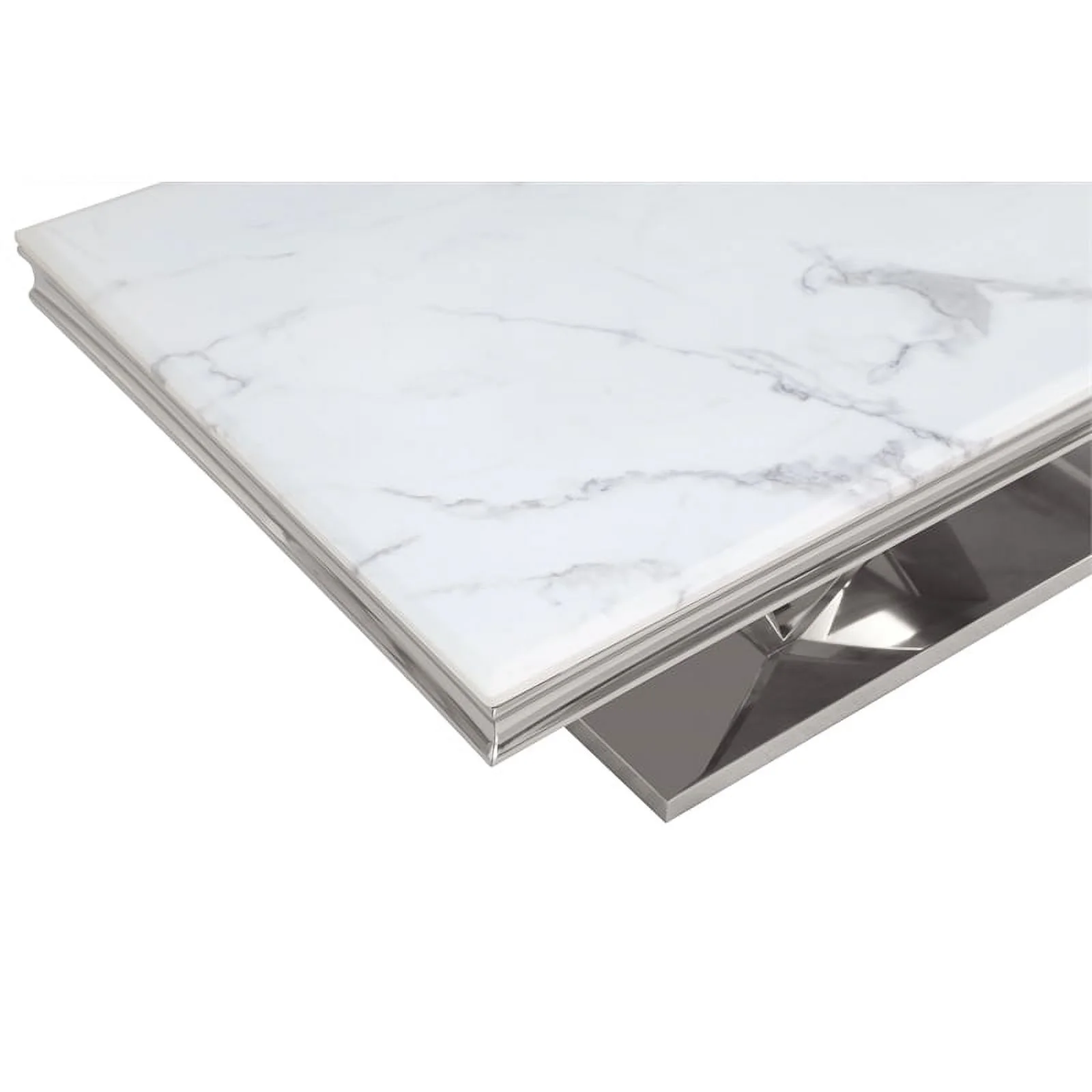 Titan Silver Faux Marble Pedestal Dining Table (Seats 6)