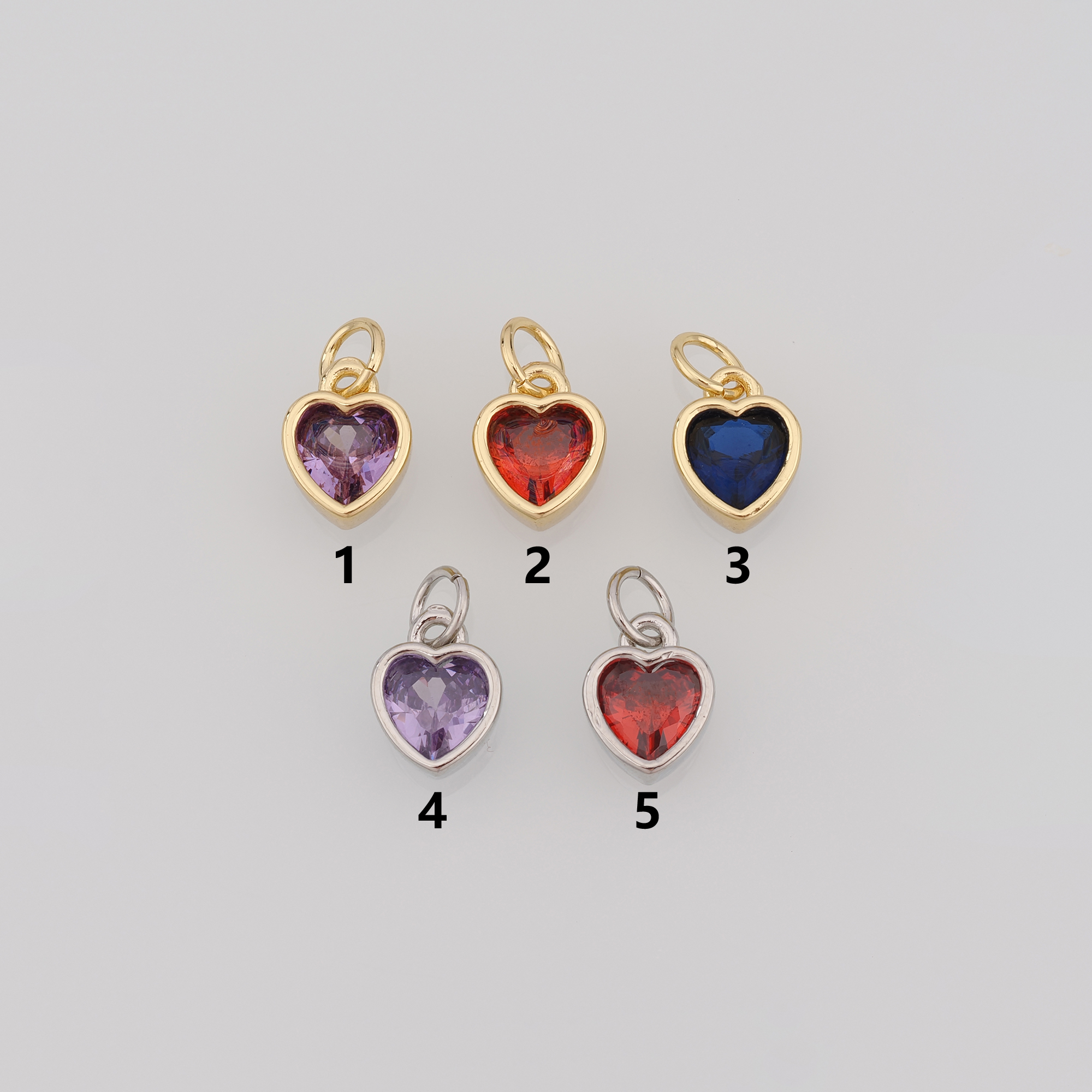 18K Gold Filled Heart Pendant,CZ Micro Pave Heart Charm Earrings Necklace for DIY Jewelry Making Supply