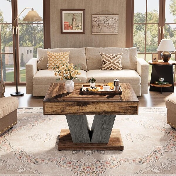 31.5 Inches Square Coffee Table,Wood Center Table Cocktail Tea Table Accent Table