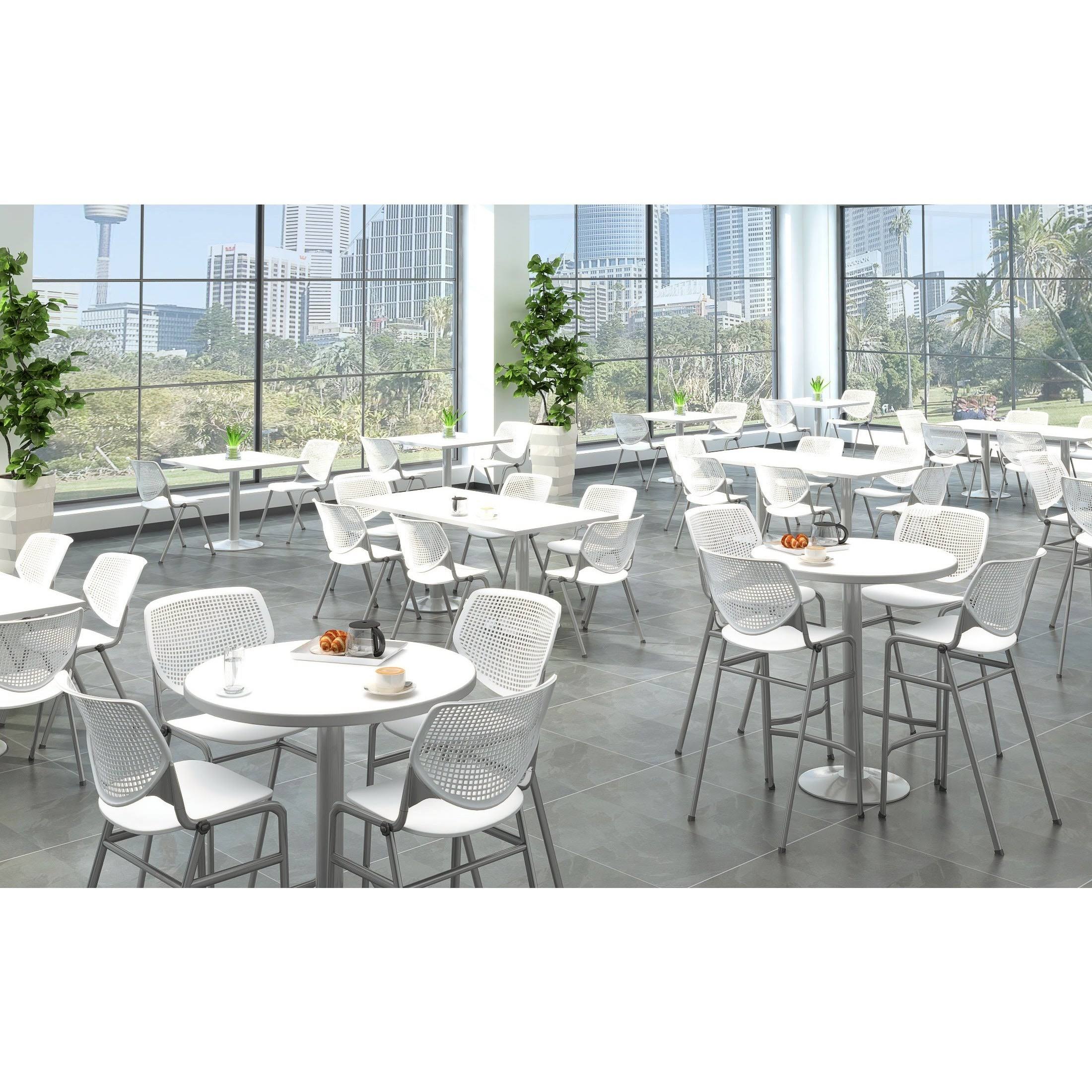 KFI 30in Round Pedestal Table with Round Silver Base (Natural)