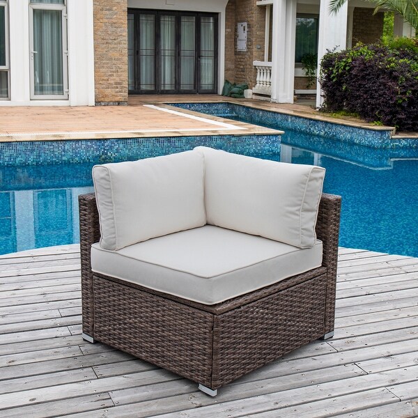 COSIEST Patio Sectional Left/Right Corner Side Wicker Chair