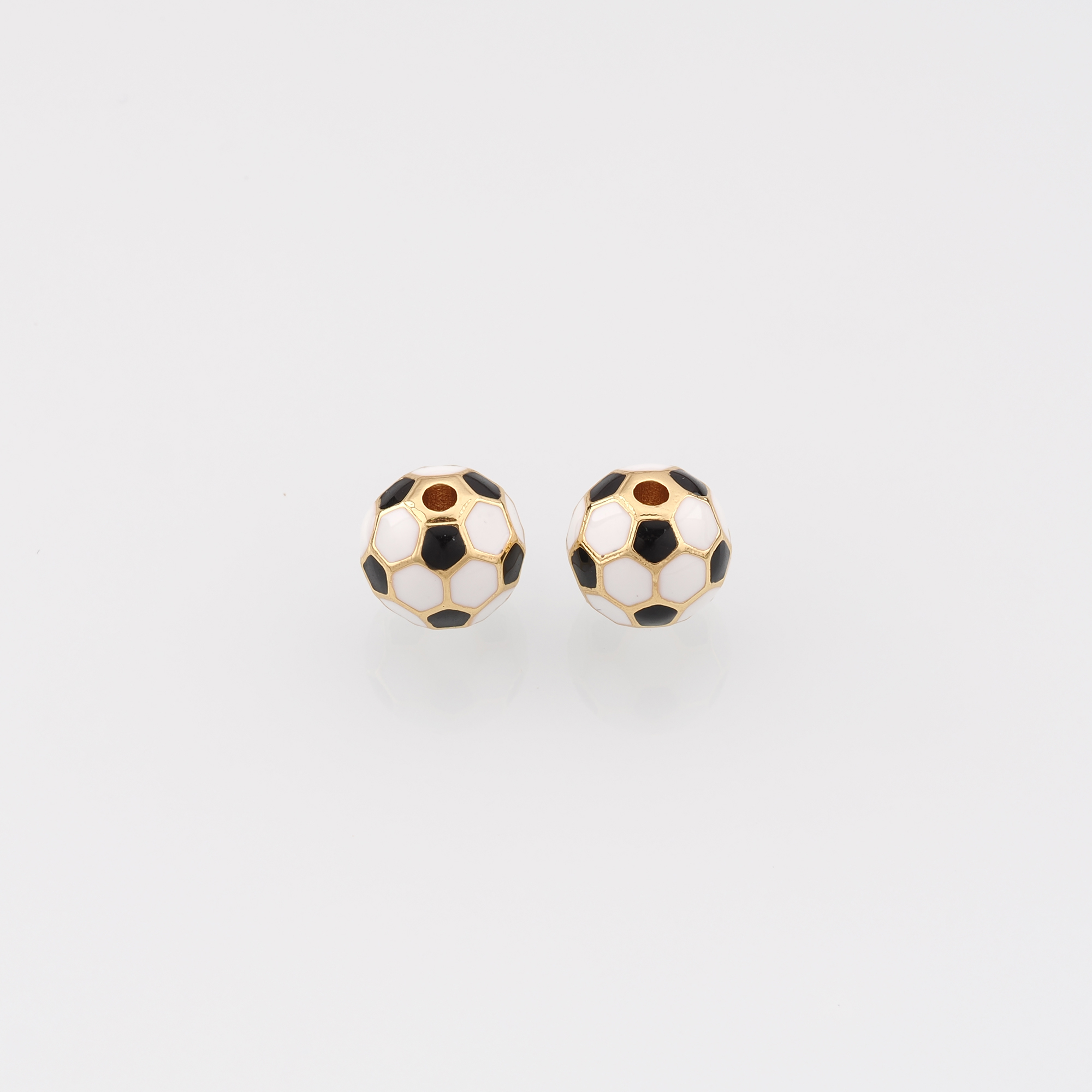 18K Gold Filled Ball Spacer Beads,Enamel Football Beads,Round Beads for Bracelet Jewelry Necklace Making Supply