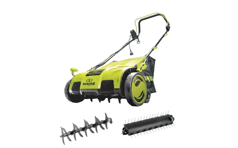Sun Joe AJ805E Electric Lawn Dethatcher – 15″ Width, 13 Amp Motor with Grass Collection Bag