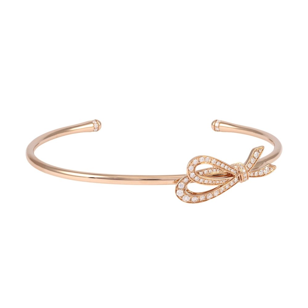 Tiffany & Co. Tiffany Bow Ribbon K18 Pink Gold Bangle Bracelet Diamond
