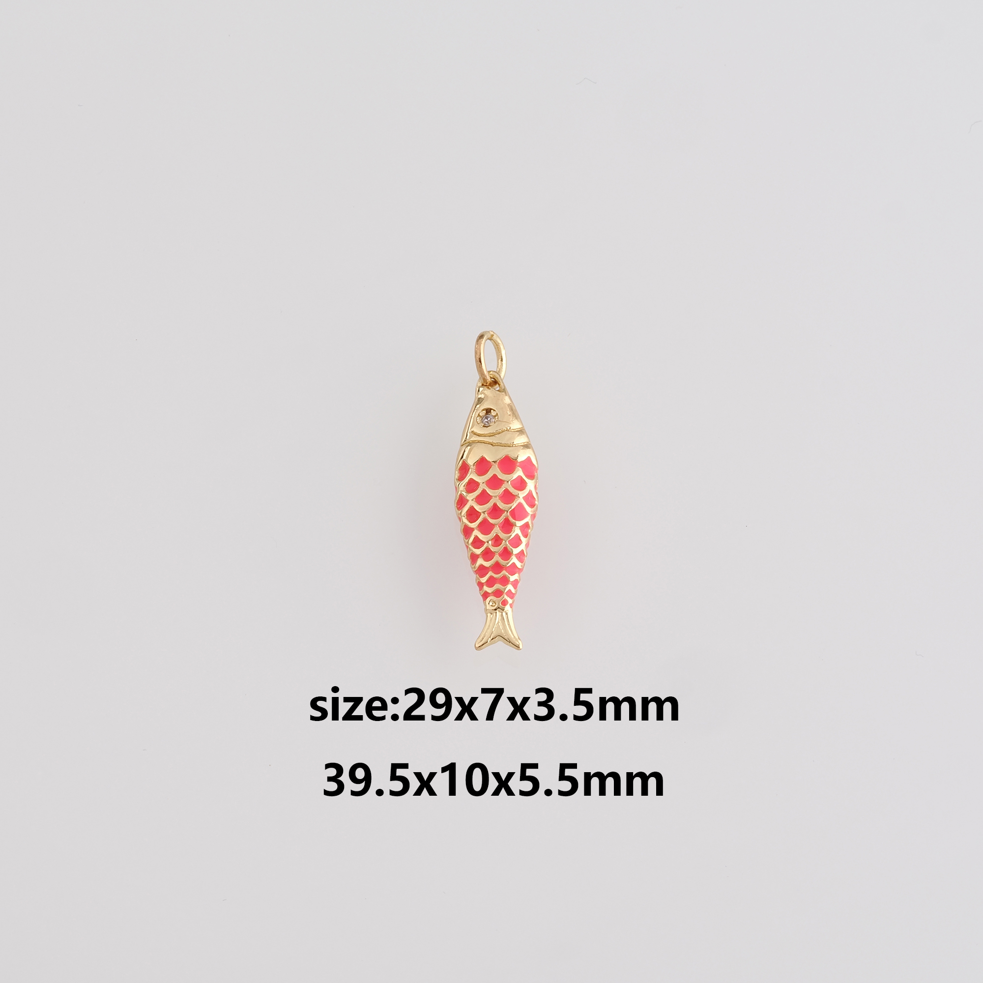 18K Gold Filled Fish Pendant,Enamel Fish Charm Earrings Necklace for DIY Jewelry Making Supply