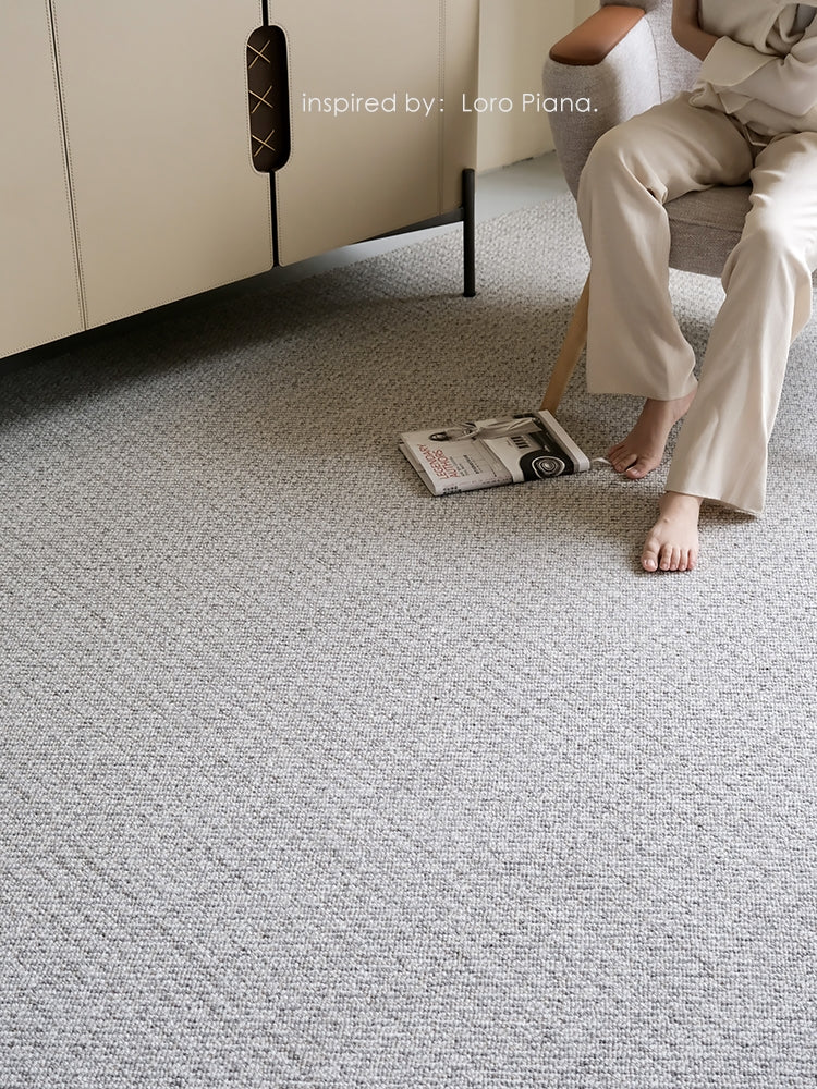 CP074 - LoroPiana Herringbone Dark Line British Grey Cashmere Wool Carpet Wabi-Sabi Minimalist Style Living Room Carpet