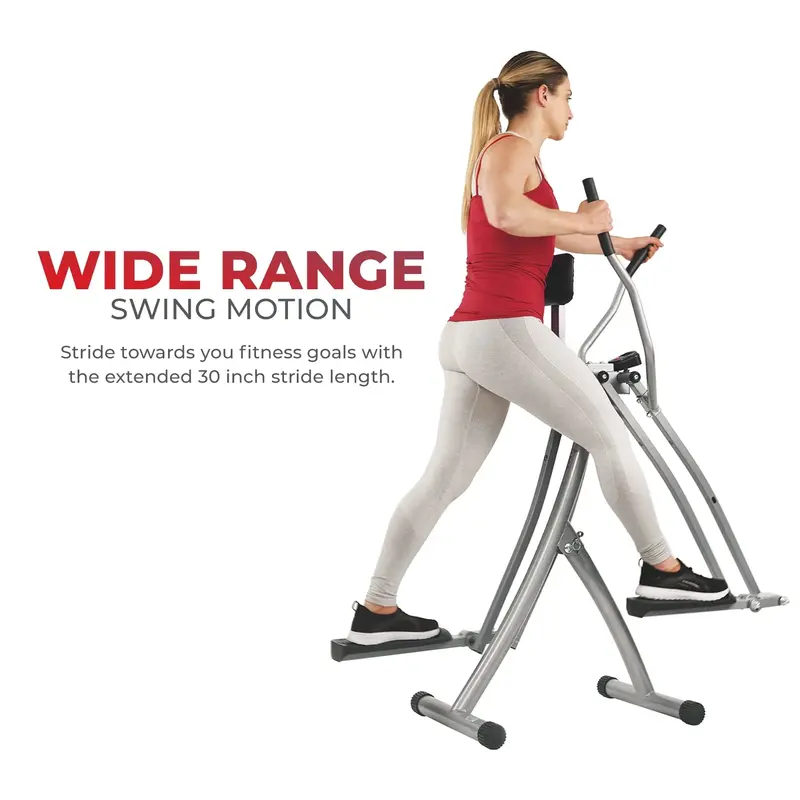 Sunny Health & Fitness SF-E902 Air Walk Elliptical – Compact Glider with SunnyFit App Access and Low-Impact Motion