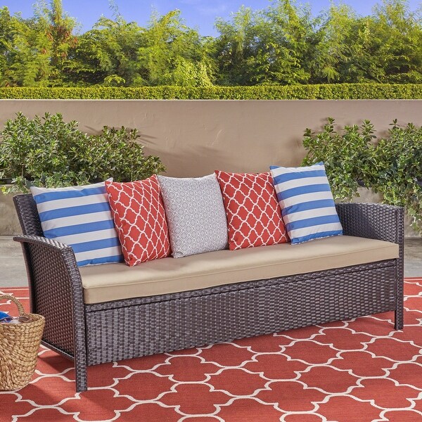 St. Lucia Outdoor Wicker 3 Seater Sofa by Christopher Knight Home