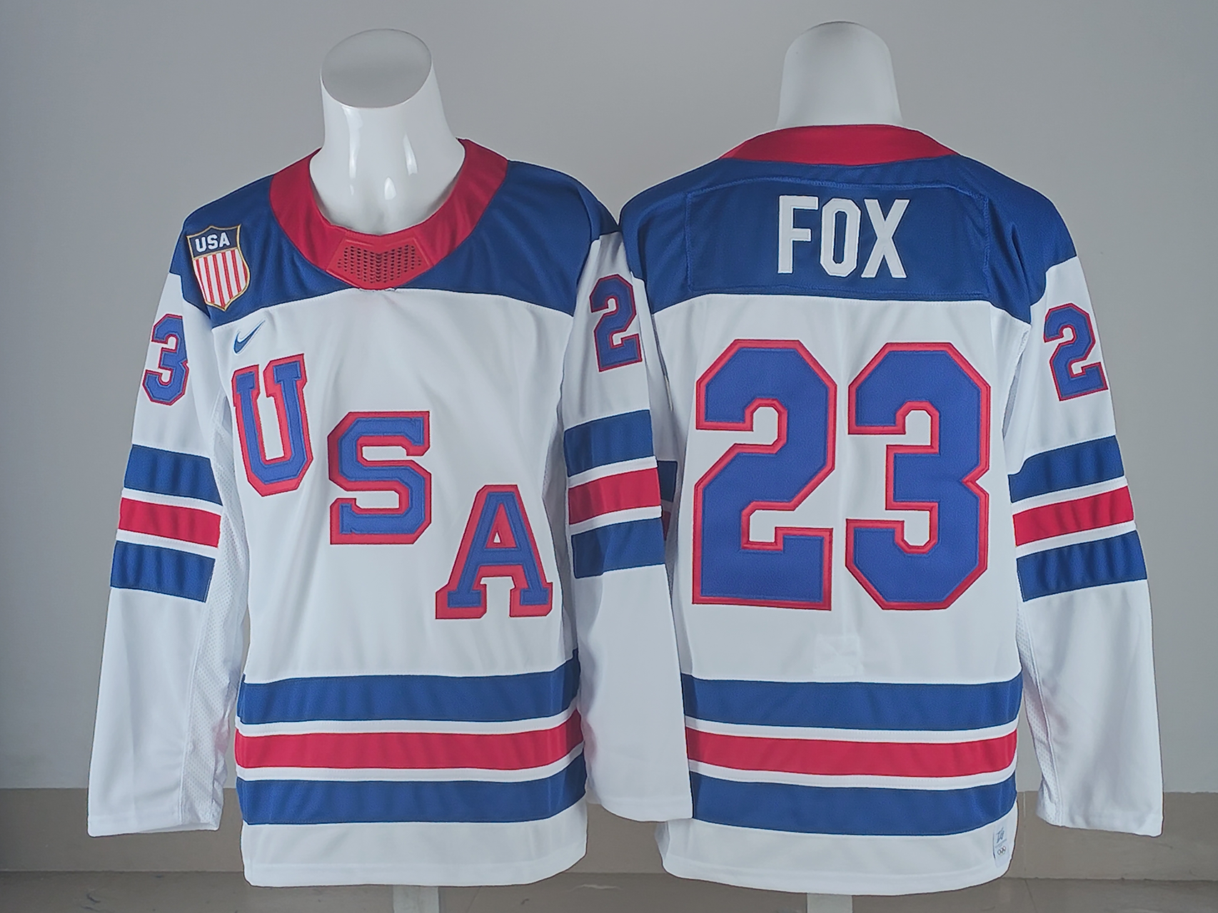 Men's United States Hockey Adam Fox #23 White 2026 Winter Olympics Jersey