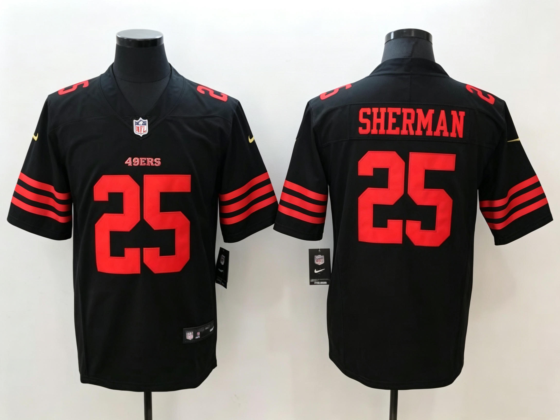 Men's San Francisco 49ers Richard Sherman #25 Black Game Jersey