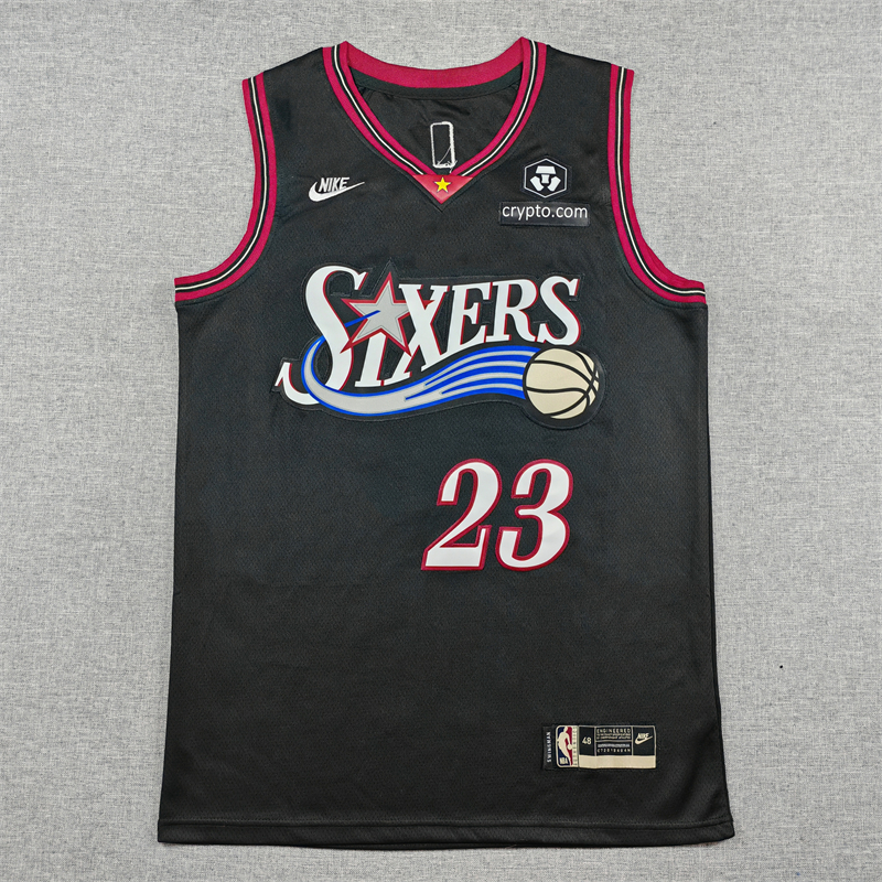 Men's Philadelphia 76ers LeBron James #23 Black Swingman Jersey - Classic Edition