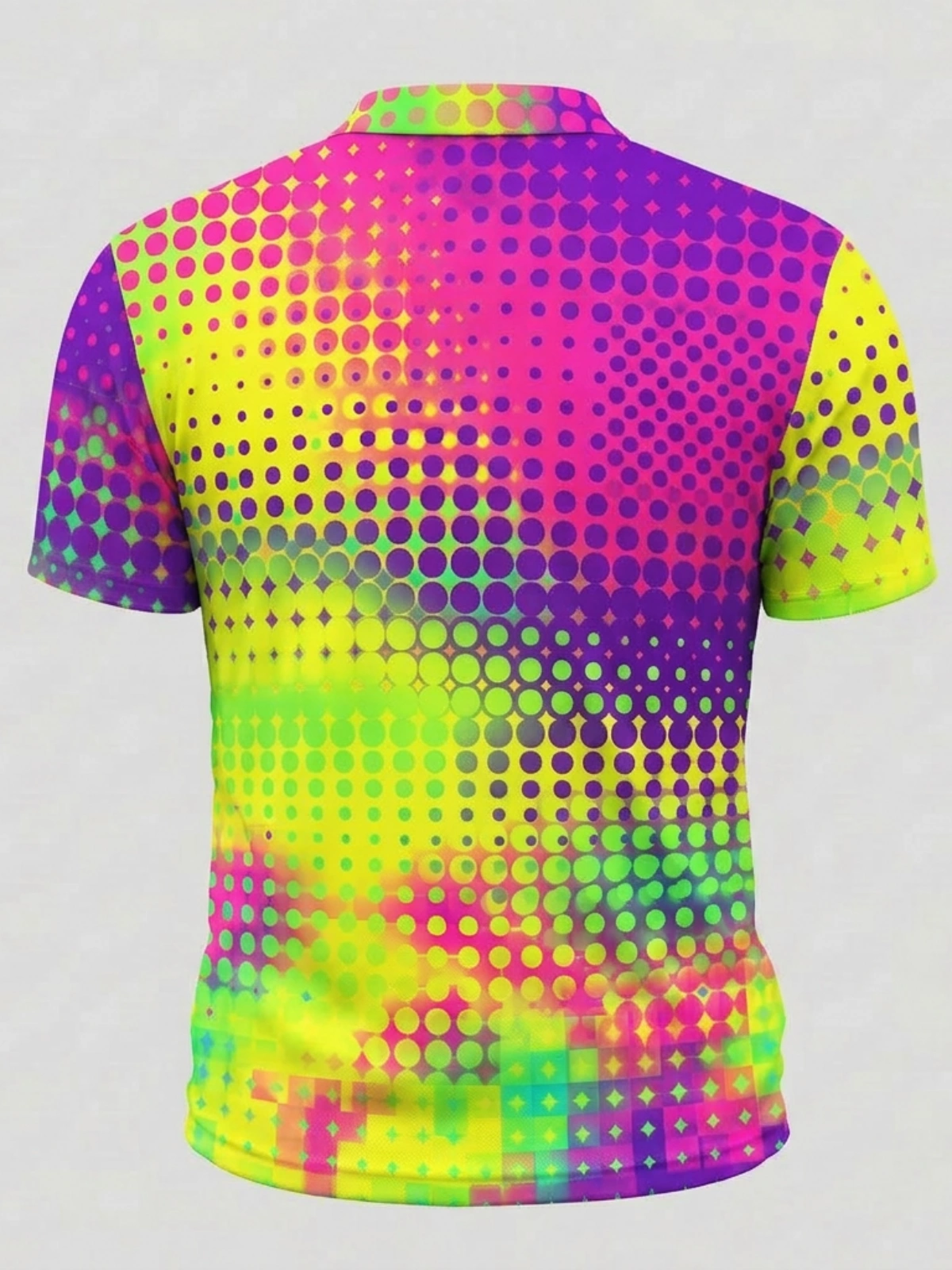 Moisture Wicking Golf Polo 3D Neon Multicolor Psychedelic Pattern Button Short Sleeve Golf Polo Shirt