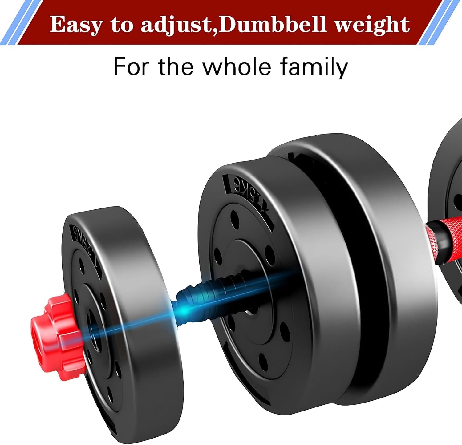 Red 80lbs(40lbs*2)Adjustable-Dumbbells-Sets,Free Weights-Dumbbells Set of 2 Convertible To Barbell A Pair of Lightweight for Home Gym,Women and Men Equipment