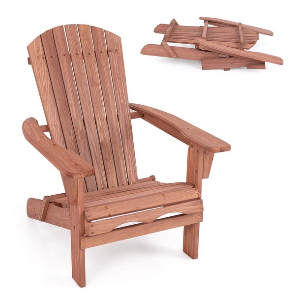 Costway Folding Adirondack Chair Set of 1/4 with High Backrest and Wide
