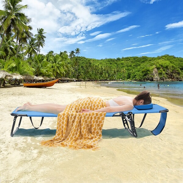 Costway 5Position Adjustable Backrest Beach Chaise Lounge Chair with