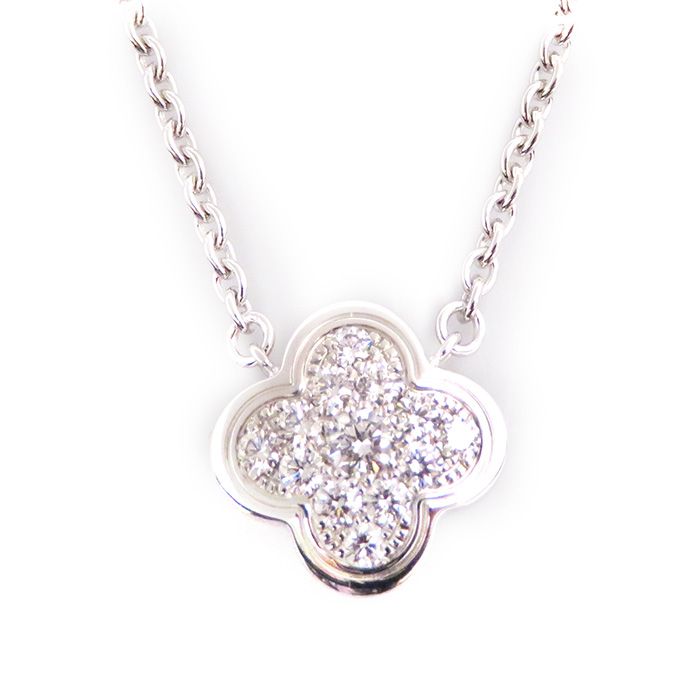 Van Cleef & Arpels Alhambra Necklace 18K White Gold Diamond
