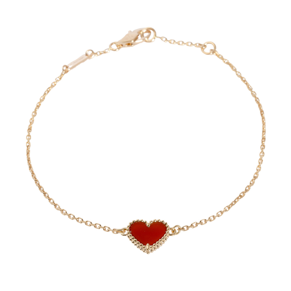Van Cleef & Arpels Sweet Alhambra Heart Bracelet 18K Rose Gold Carnelian VCARN59L00