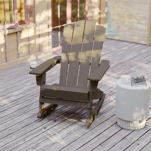 Commercial AllWeather Rocking Adirondack Chair with Swiveling Cupholder
