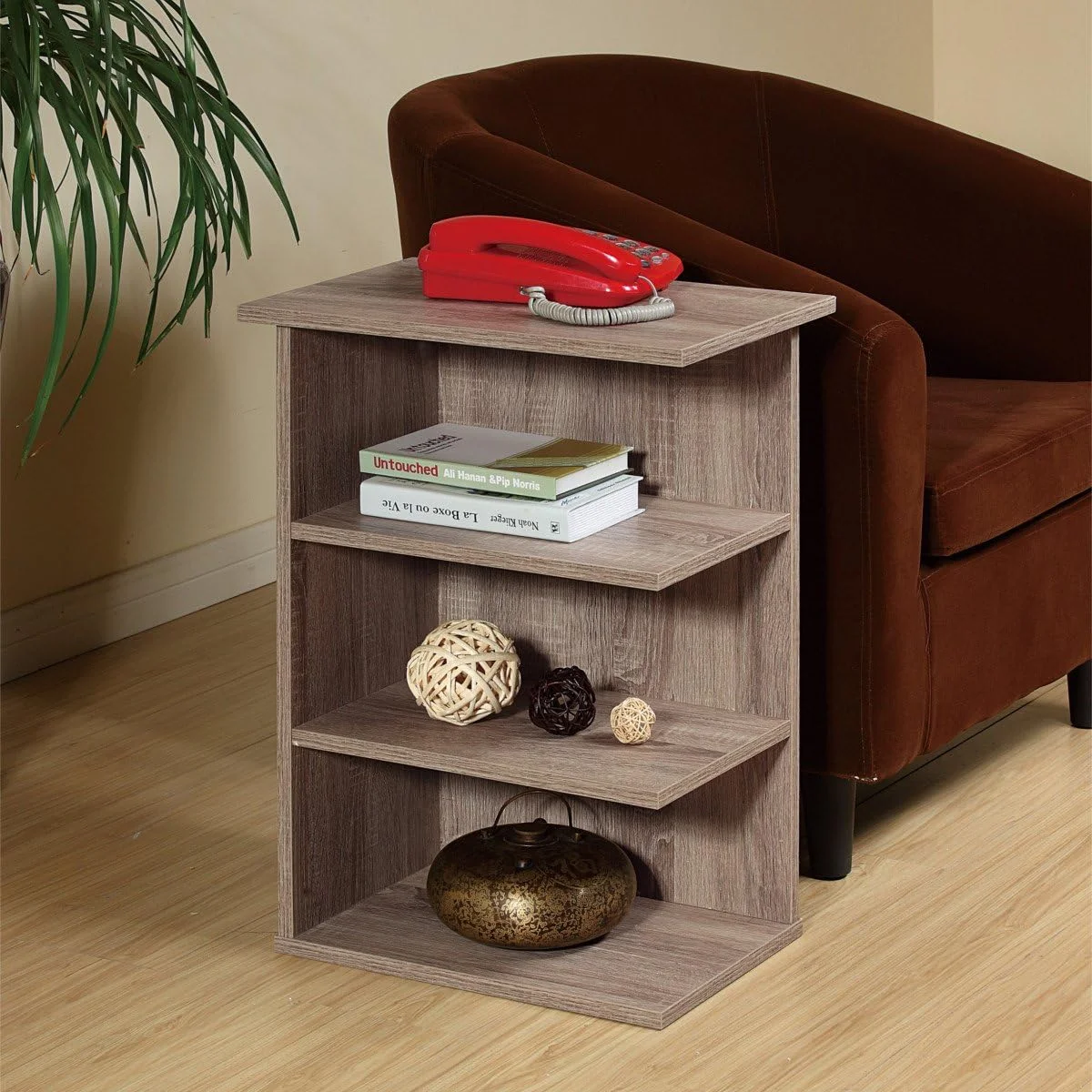 Magazine Rack Chairside End Table Rustic Grey Oak - Set Newspapers, Coffee, Or Books On This Classic Design; Perfect For Living Rooms Or Reading Nooks- Small, Grey 11451RG