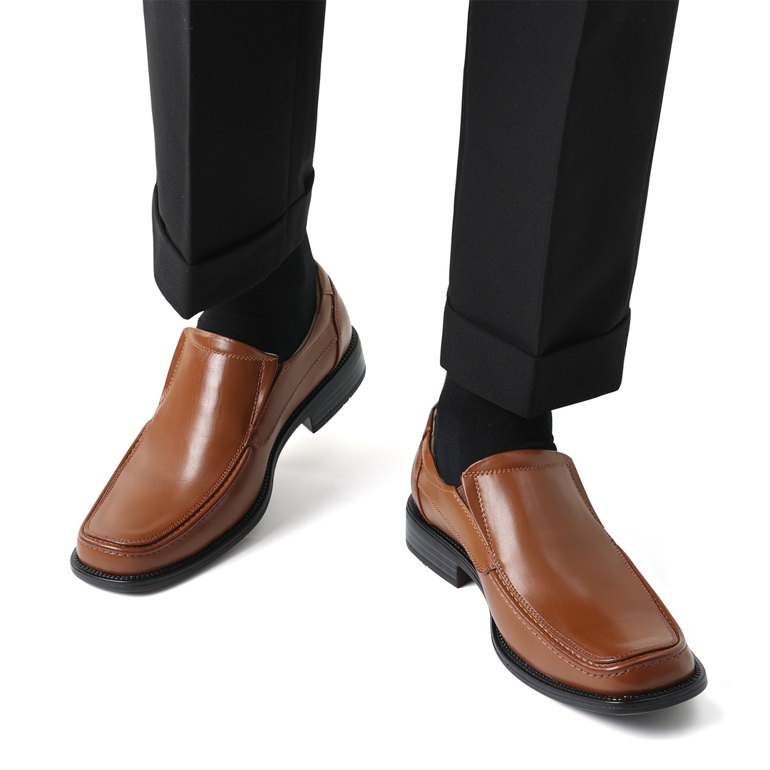 Men's Leather Lined Slip-On Square Toe Dress Loafers