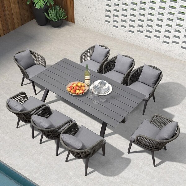 PURPLE LEAF 711 Patio Dining Set,Aluminum Frame Table,Wicker Chairs