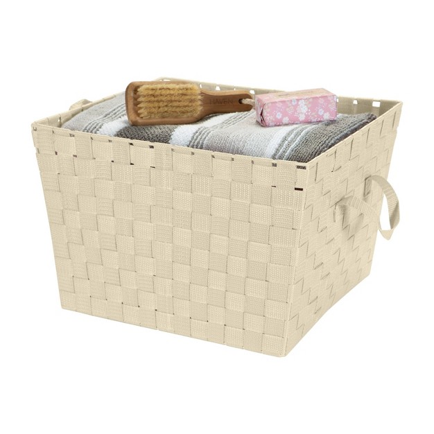 Woven Strap Storage Bin Ivory