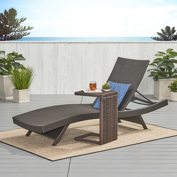 Chaminade Outdoor 2piece Wicker Adjustable Chaise Lounge Set by Christopher Knight Home