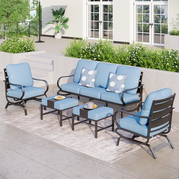 MAISON ARTS 5/7Seat Patio Conversation Set,Sofa Set with 2 x Single Sofa Chairs,1 x 3seater Sofa and Coffee Table/Ottomans