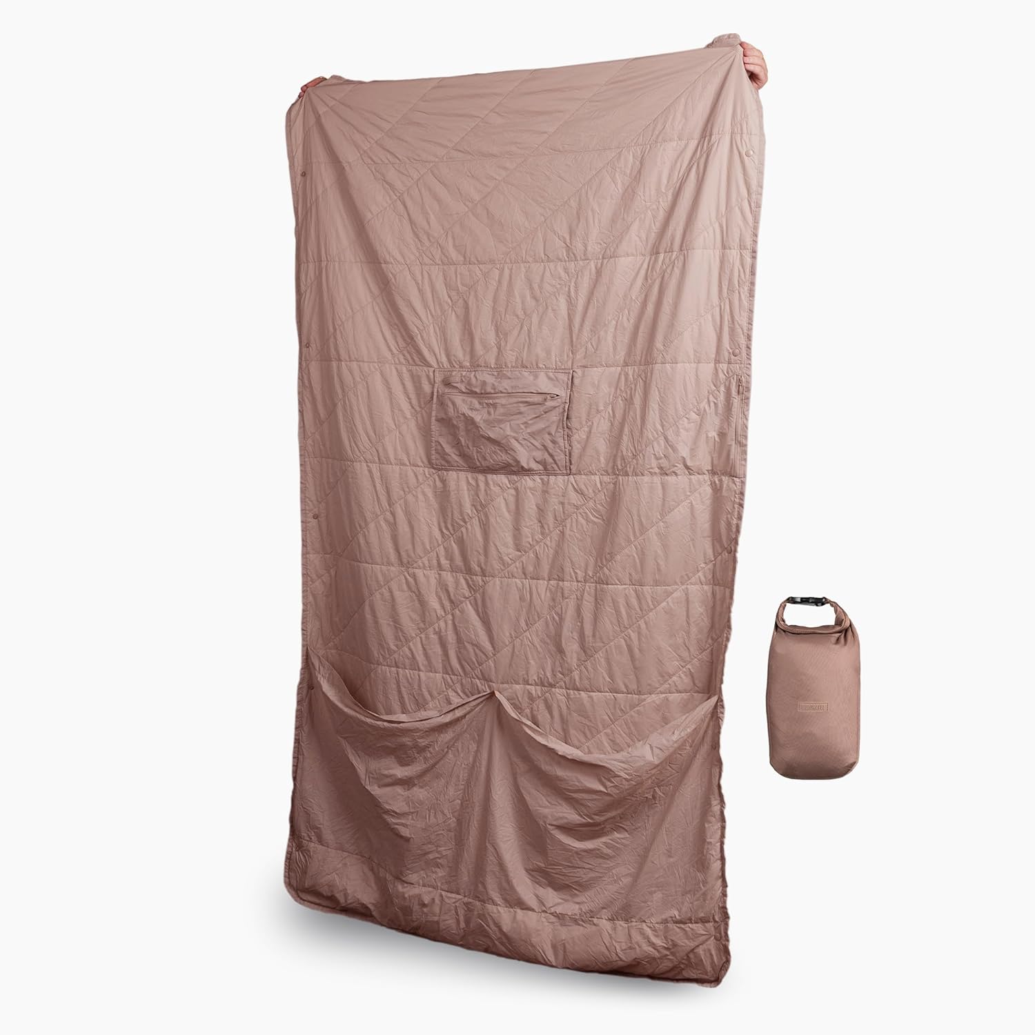 Layover Ultra-Compact Packable Down Blanket for Travel & Camping - Lightweight, Warm Travel Blanket Airplane, Car Blanket, Camping Blankets for Cold Weather - Includes Carrying Pouch (Blue)