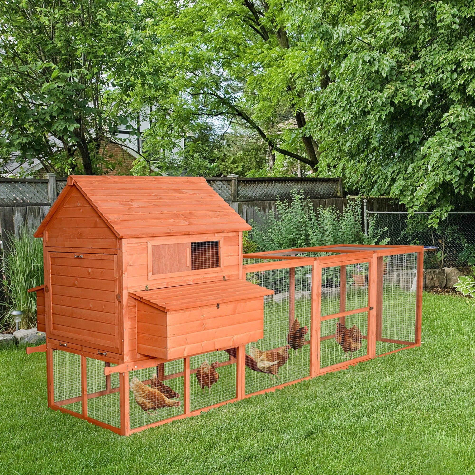 PawHut Large Chicken Coop Run Cage Duck Hen Chook House Poultry