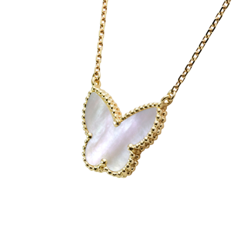 Van Cleef & Arpels Lucky Alhambra Papillon Necklace 18K Yellow Gold Mother of Pearl VCARD99500