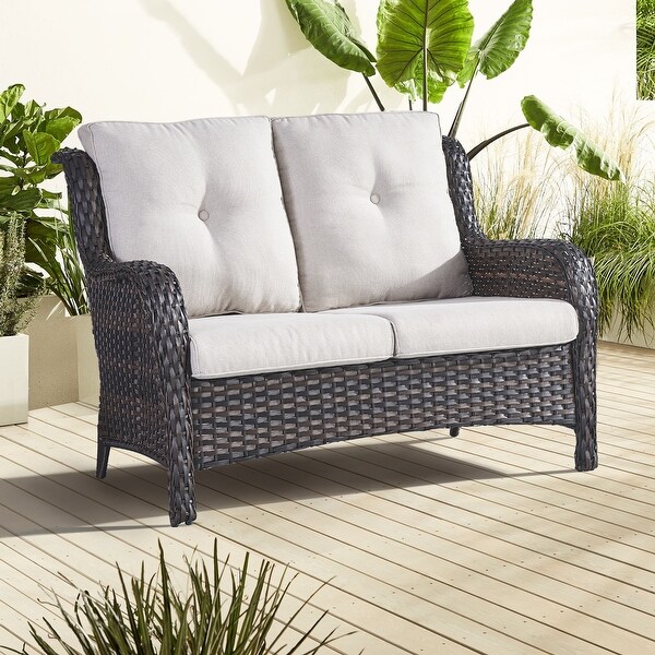 Outdoor Sofa Furniture Patio Loveseat Sofa with Beige Cushions