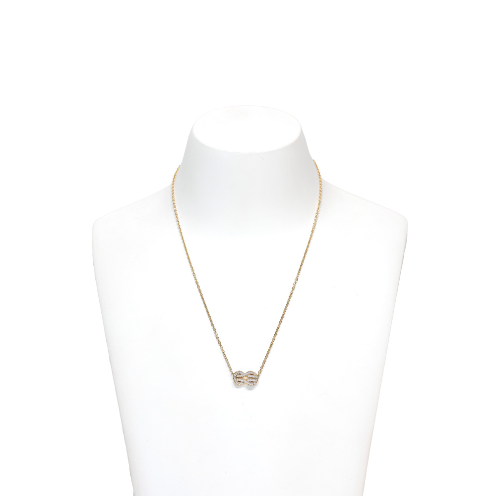 FRED Chance Amphini Full Diamond Necklace 18K Rose Gold 7B0223