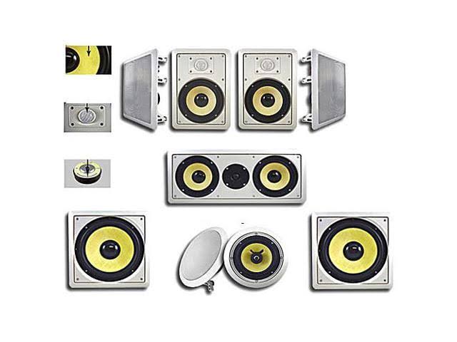 Acoustic Audio HD726 In-Wall/Ceiling Home Theater Surround 7.2 Speaker System, White