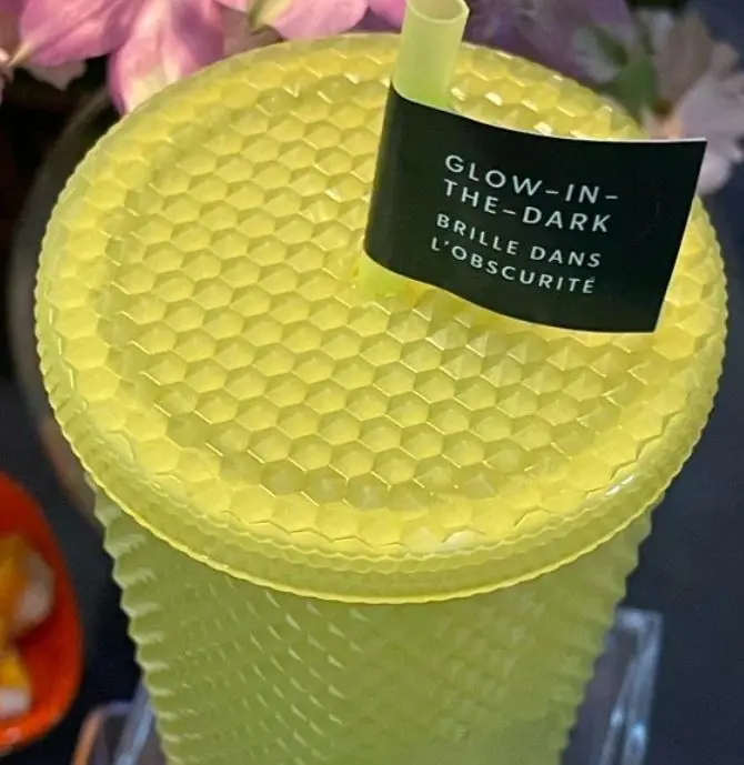 Starbucks Lemongrass Glow in the Dark Studded Yellow Tumblers – Starbucks Neon – 24 oz