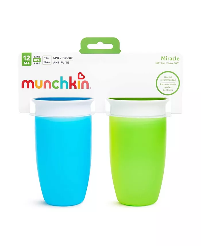 Munchkin Miracle 360 Sippy Cup, Green Blue, 10 Oz, 2 Count