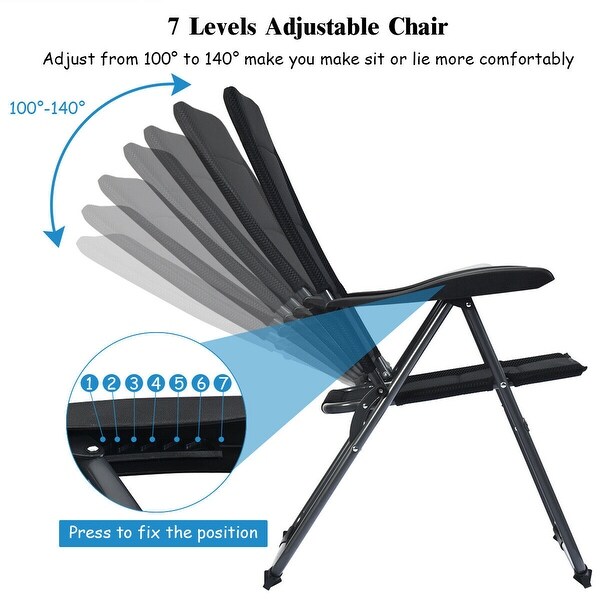 Gymax 2PCS Patio Folding Chairs Back Adjustable Reclining Padded