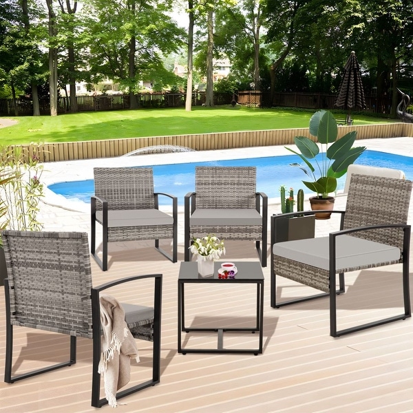 6PC Outdoor Wicker Conversation Set with Table (Set of 2)