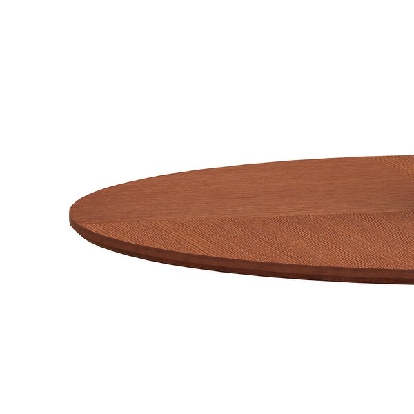 42in. Round Dining Table with Printed Wood Grain Table Top,Metal Base