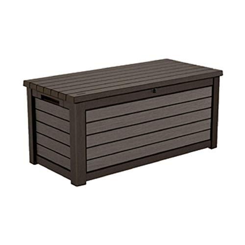 2026 165 Gallon Weather Resistant Resin Deck Storage Container Box Outdoor Patio Garden Furniture, Brown