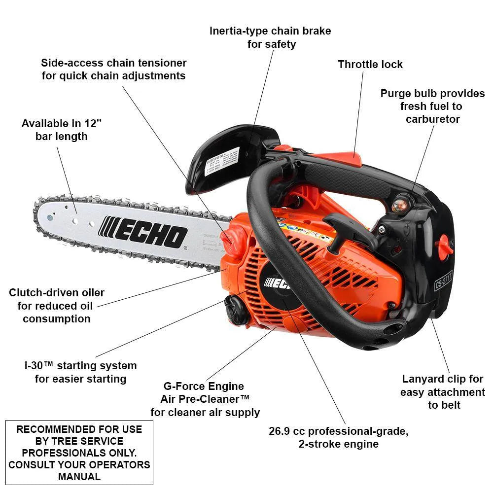 2026 CS-271T-12 12 in. 26.9 cc Gas 2-Stroke Cycle Chainsaw with Top Handle