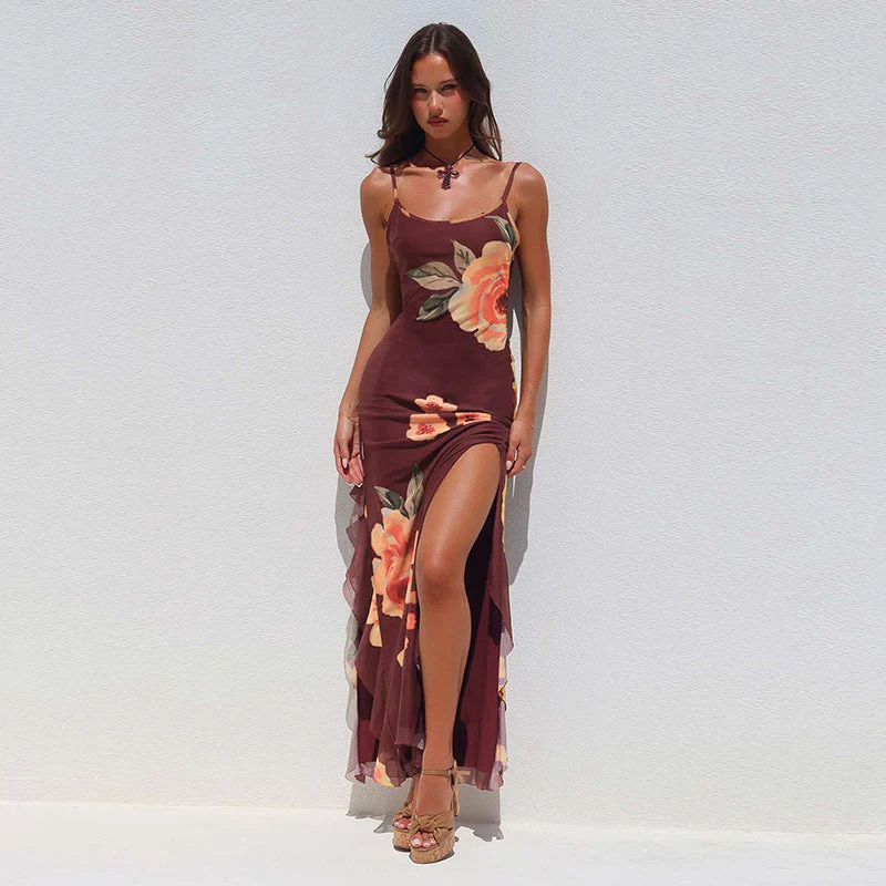 Open Back Ruffled Maxi DressClistos