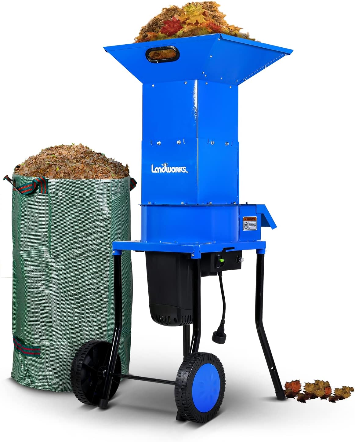 Landworks Leaf Mulcher Shredder Electric Green and Waste Management Heavy Duty 120V AC 11