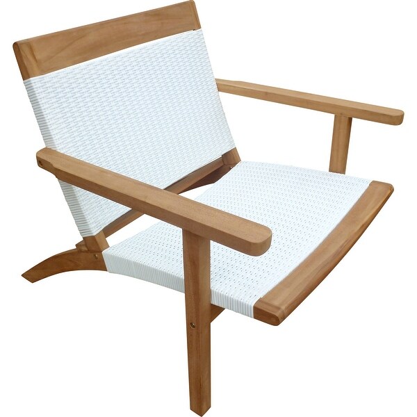 Chic Teak Paris Teak Wood Patio Lounge and Dining Chair,White