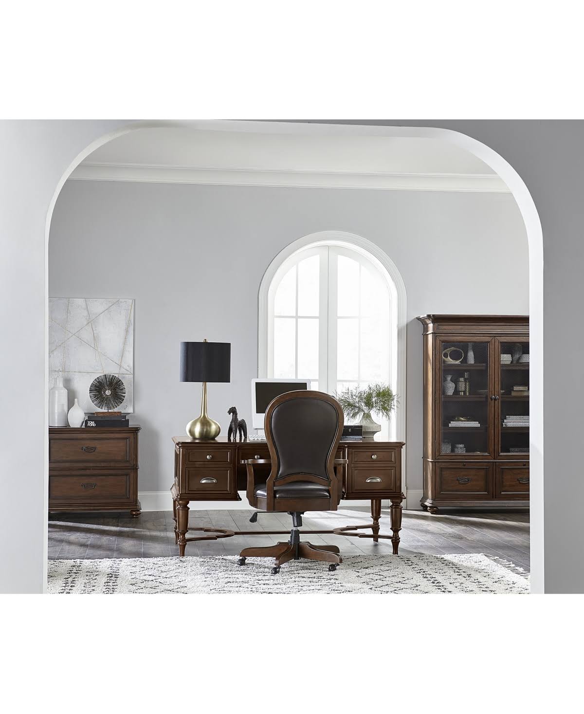 Riverside Clinton Hill Leather Desk Chair in Classic Cherry