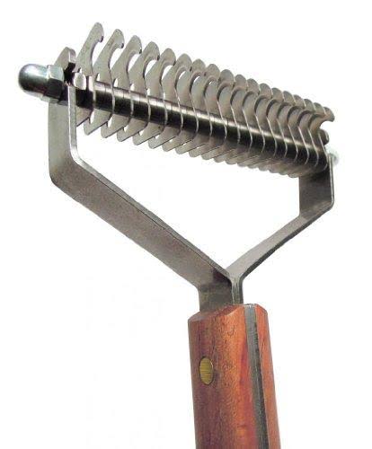 Mars Coat King Double Wide Dematting Undercoat Grooming Rake Stripper Tool for Dogs and Cats, Stainless Steel with Wooden Handle