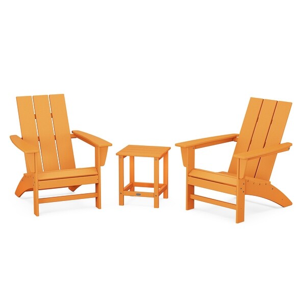 POLYWOOD Modern 3Piece Adirondack Set with Long Island 18