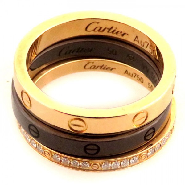 Cartier Love Three Soup Ring 18K Rose Gold Diamond