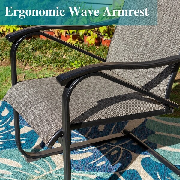 5Pieces Patio Dining Set,Including 1 Steel Frame Table with Umbrella Hole and 4 C spring Patio Chair